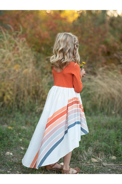 Rust Rainbow Long Sleeve Dress