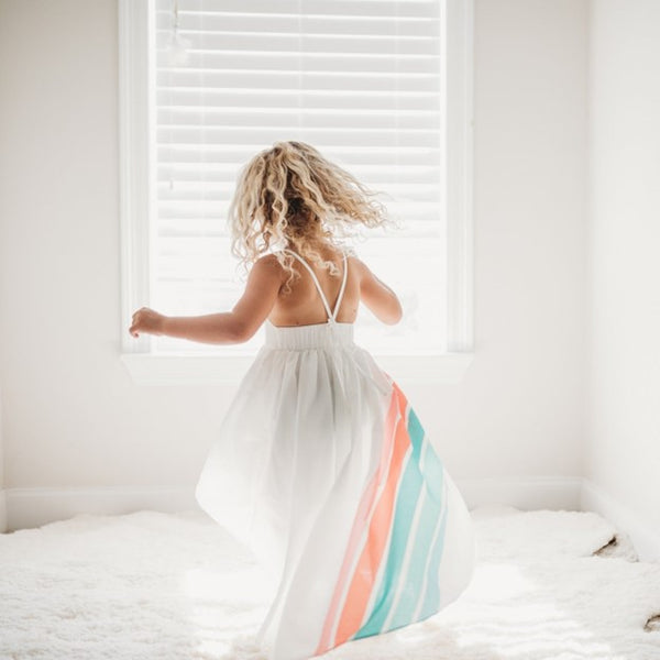 Girls Teal Rainbow Hi Lo Dress