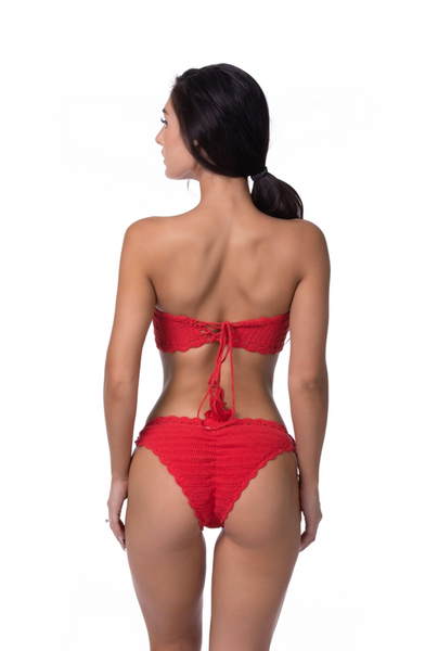 Bandeau Lace-Up Handmade Side Tie Crochet Bikini Bikini Set for Women & Teens