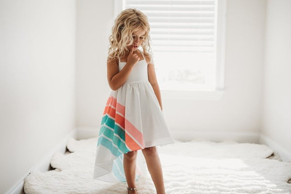 Girls Teal Rainbow Hi Lo Dress