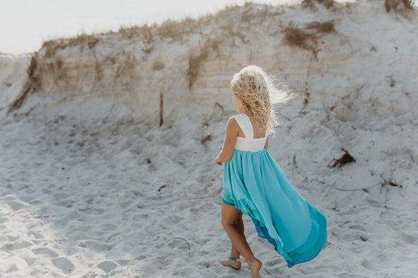 Hi-Lo Blue Sleeveless Tiered Dress