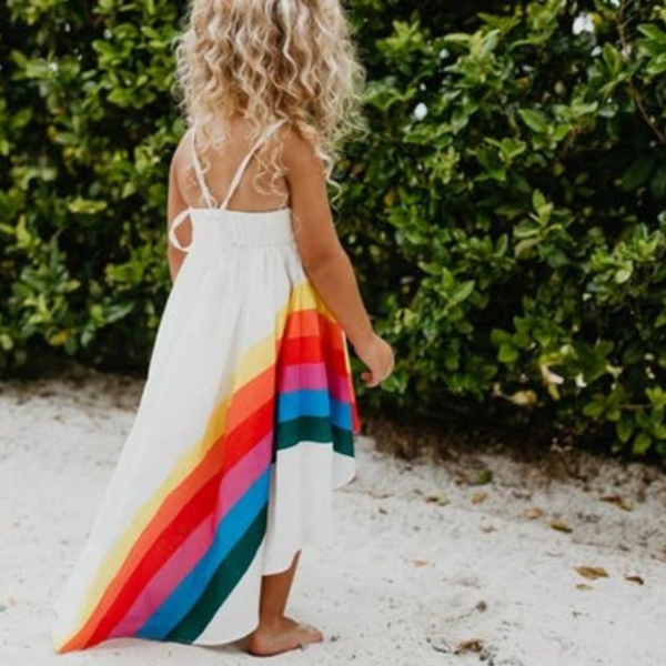 Vivid Rainbow Hi-Lo Dress