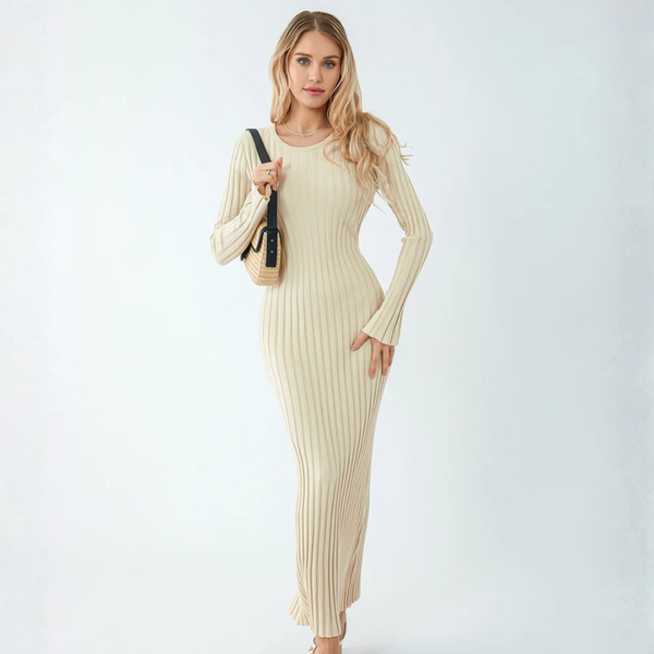 Bella Ribbed Knit Long Sleeve Dress