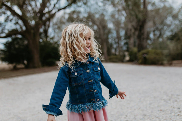 Dark Denim Fringe Jacket for Little Girls, Girls & Tweens