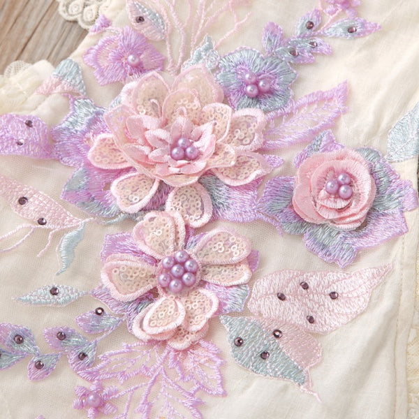 The Iliana Flutter-Sleeve Hand-Embroidered Romper