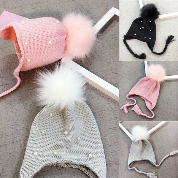 The Emma Pearl Pom Pom Beanie for Baby