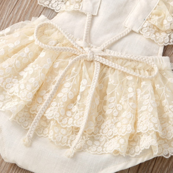 The Iliana Flutter-Sleeve Hand-Embroidered Romper