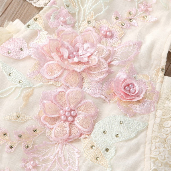 The Iliana Flutter-Sleeve Hand-Embroidered Romper