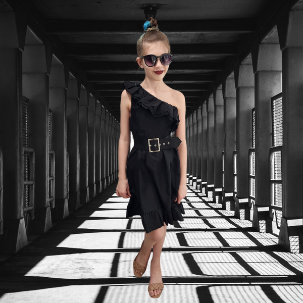 The Wednesday One-Shoulder Ruffle Dress