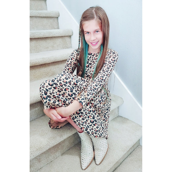 The Organic Cotton L/S Ava Dress - Lounging Leopard