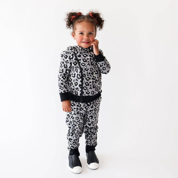 Jada Organic Cotton Asymmetrical Zip Hoodie-Contemporary Leopard