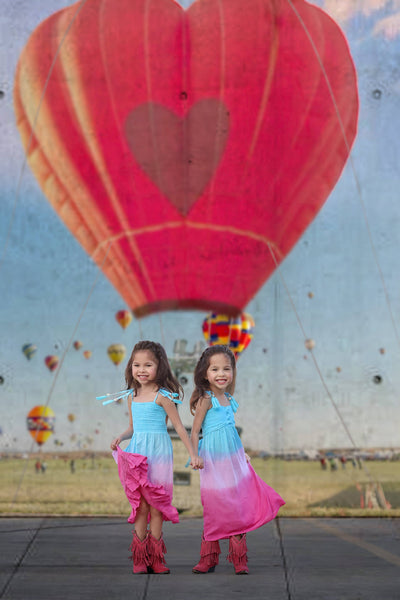 Kids Avalon Dress in Turquoise Violet Ombre