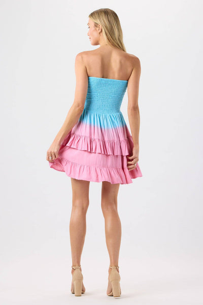 Begonias Mini Dress in Turquoise Watermelon Ombre for Women