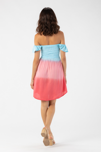 Hollie Mini Dress in Aqua Coral Ombre