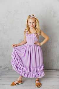 Lavender Ruffle Fancy Spring Summer Party Dress