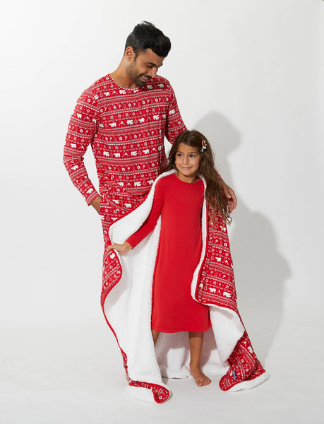 Polar Isle Red Luxuriously Soft Bamboo PJ Set for Men, Women, Kids & Babies