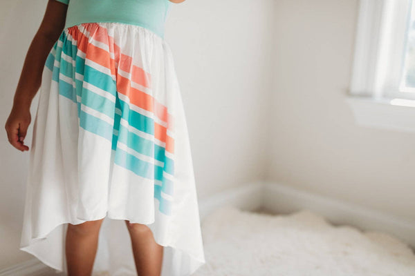 Light Teal Pastel Rainbow Hi Lo Dress