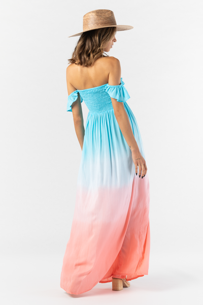 Hollie Maxi Dress in Aqua Salmon Ombre for Women