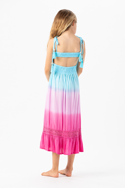 Kids Avalon Dress in Turquoise Violet Ombre