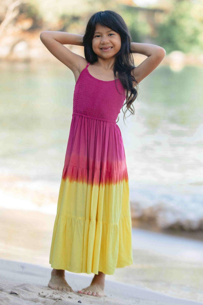 Girls' Avisa Dress in Fuchsia Ombre Yellow