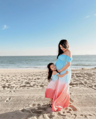 Hollie Maxi Dress in Aqua Salmon Ombre for Women