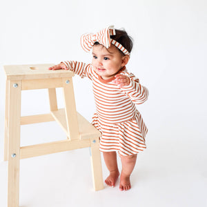 Baby Girls Charlotte Dress - Terracotta Stripe