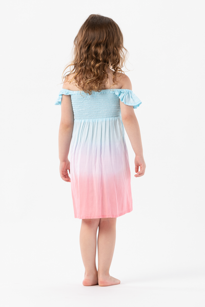 Kids Hollie Dress in Aqua Mauve Rose Ombre