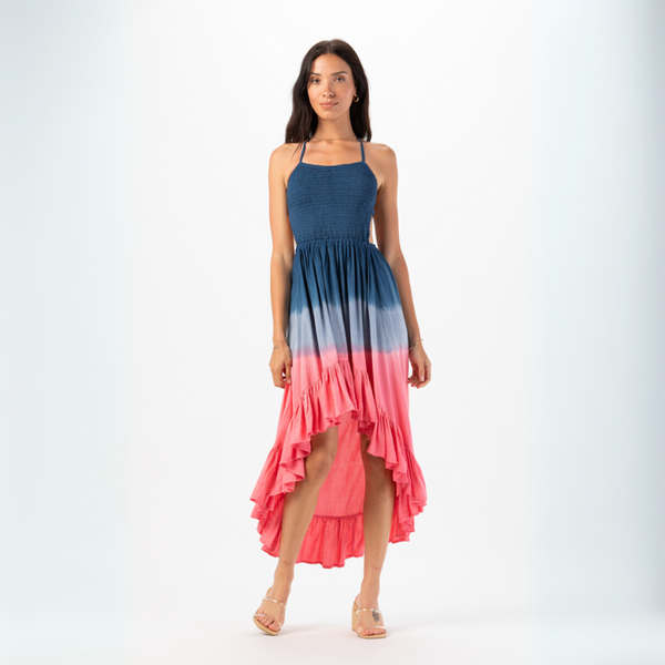 Naia Midi Dress in Navy Pink Ombre for Women & Teens