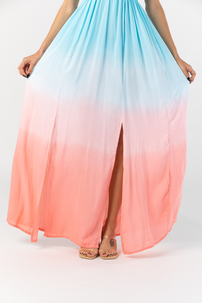 Hollie Maxi Dress in Aqua Salmon Ombre for Women