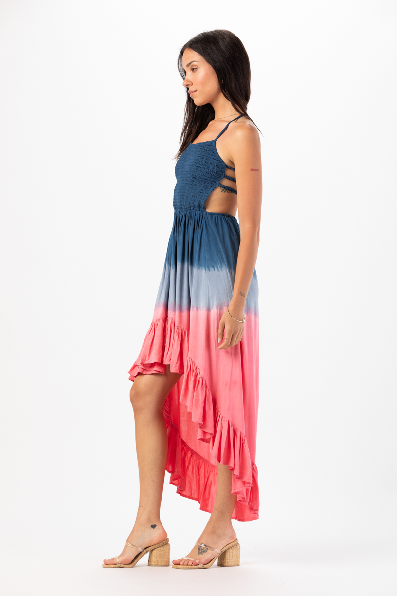 Naia Midi Dress in Navy Pink Ombre for Women & Teens