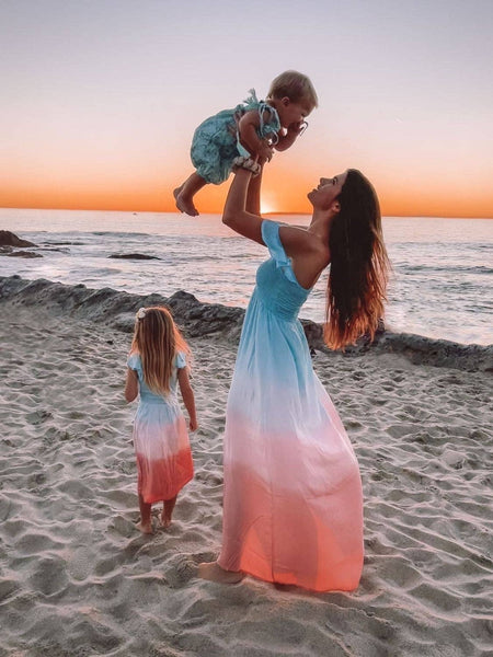 Hollie Maxi Dress in Aqua Salmon Ombre for Women