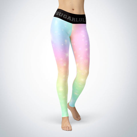 Unicorn Dreams Pastel Rainbow Leggings for Girls, Tweens & Teens