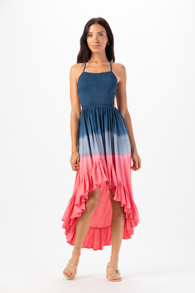 Naia Midi Dress in Navy Pink Ombre for Women & Teens