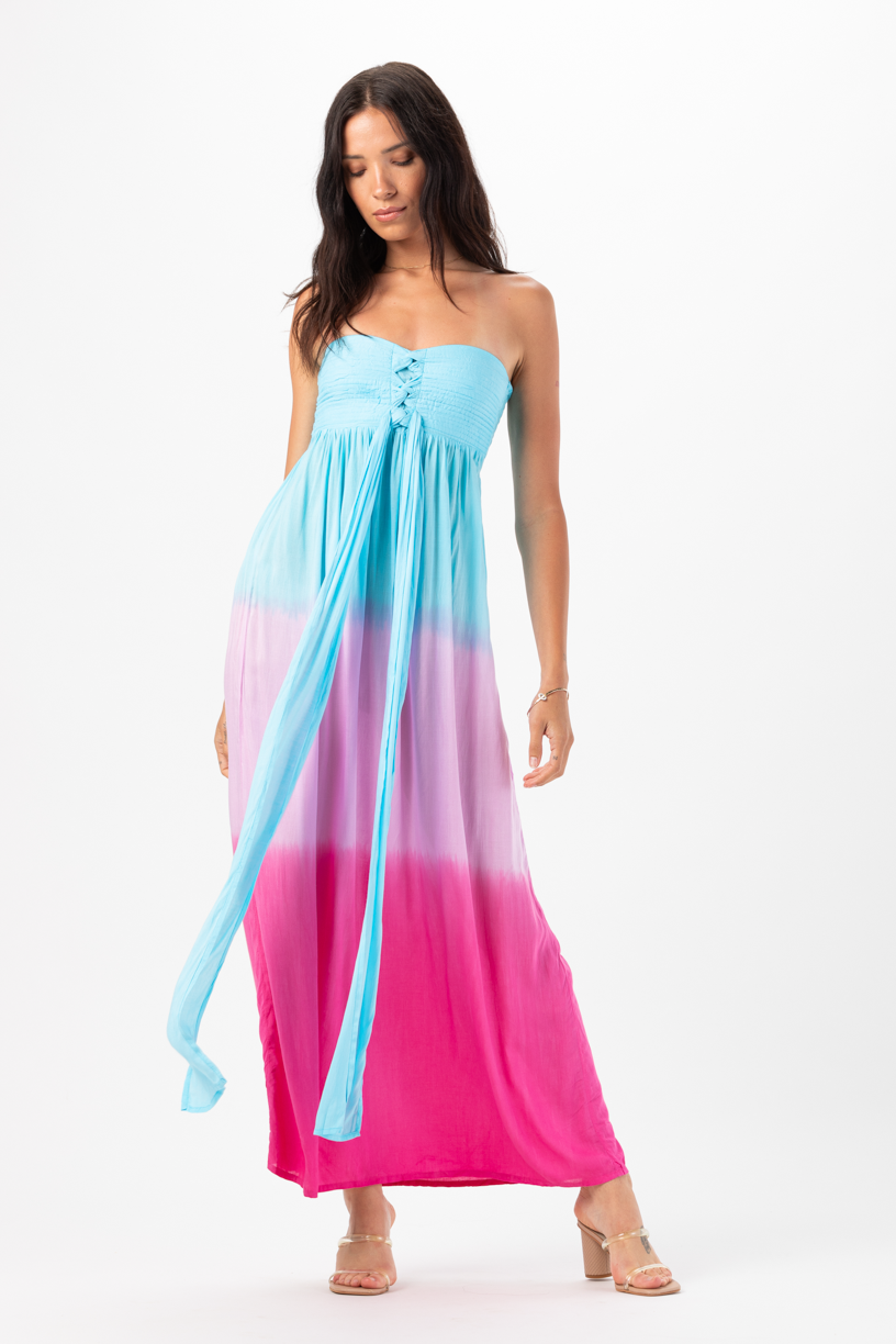 Jasmine Maxi Dress in Turquoise Violet Ombre