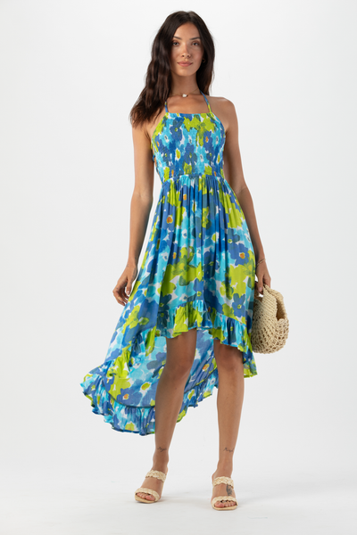Bellini Midi Dress in Watercolor Dreams Blue