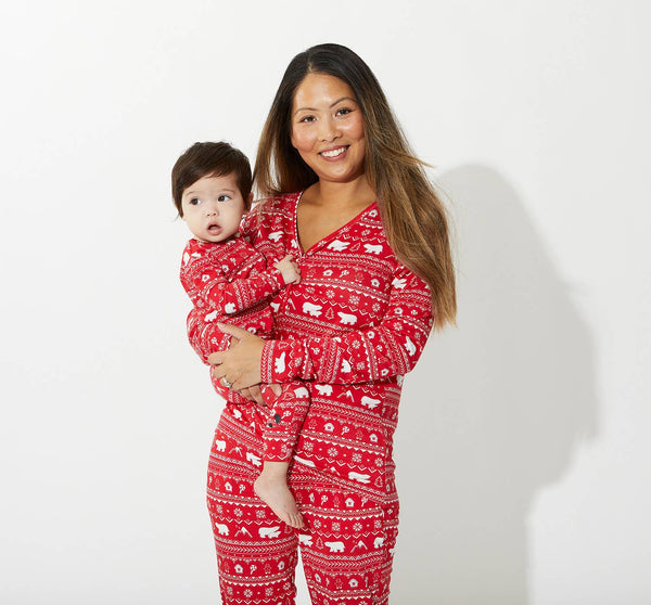 Polar Isle Red Luxuriously Soft Bamboo PJ Set for Men, Women, Kids & Babies