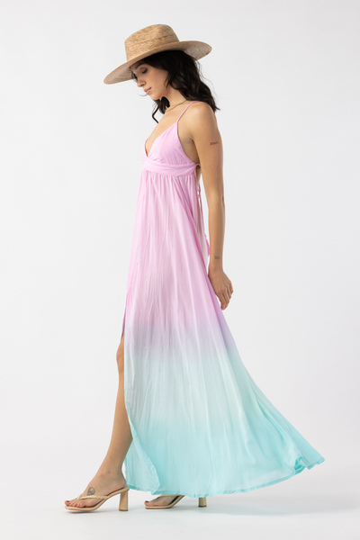 Day Dream Maxi Dress in Pink Aqua Ombre