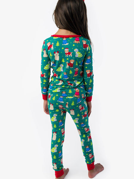 SoftSnooze™ Bamboo Viscose Paw-liday Pals Christmas Dogs Pajamas for Men, Women, Girls & Babies