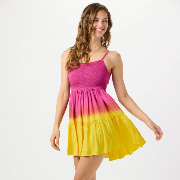 Avisa Mini Dress in Fuchsia Ombre Yellow for Women