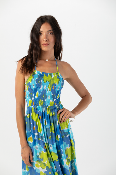 Bellini Midi Dress in Watercolor Dreams Blue