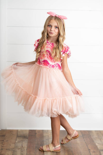 Pink Retro Wave Tulle Fancy Dress