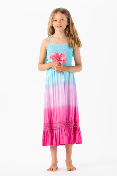Kids Avalon Dress in Turquoise Violet Ombre