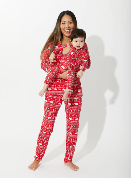 Polar Isle Red Luxuriously Soft Bamboo PJ Set for Men, Women, Kids & Babies