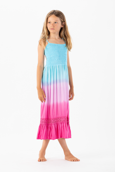 Kids Avalon Dress in Turquoise Violet Ombre
