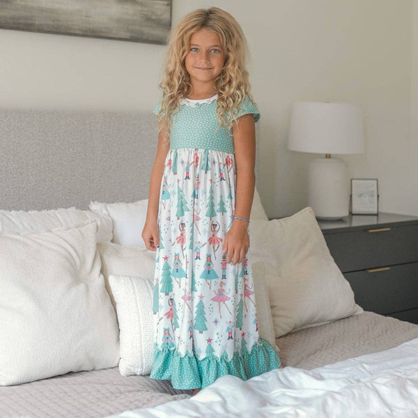 Girls Christmas Holiday Nutcracker Ruffle Lounge Play Gown