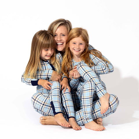 Holiday Plaid Blue Luxuriously Soft Bamboo PJ Set for Men, Women, Kids & Babies