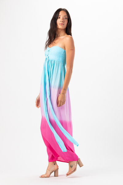 Jasmine Maxi Dress in Turquoise Violet Ombre