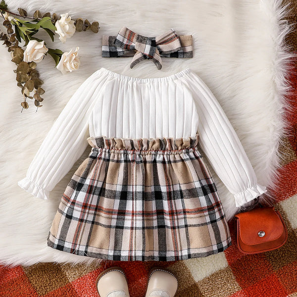 The Penelope Plaid Dress + Bow Outfit for Baby Girls