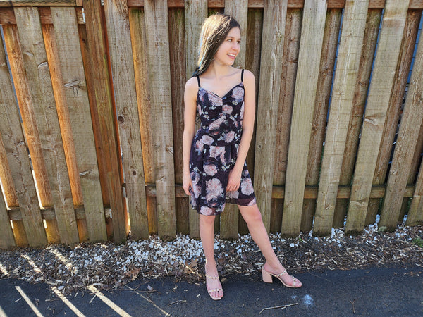 The Kara Black Floral Mini Dress for Girls, Tweens & Teens