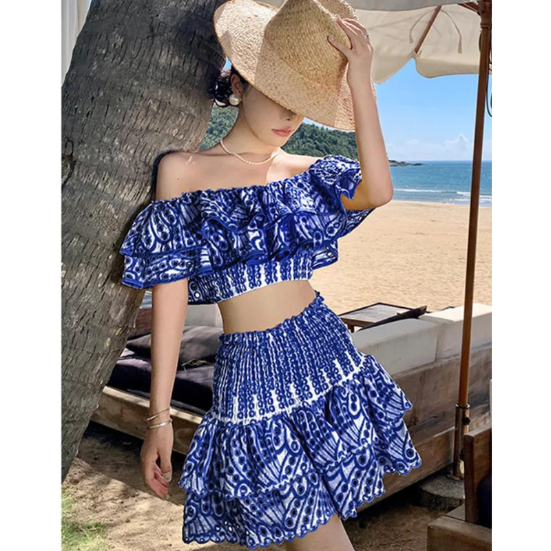 The Shirese Two-Piece Off-The-Shoulder Ruffle Top & Skirt